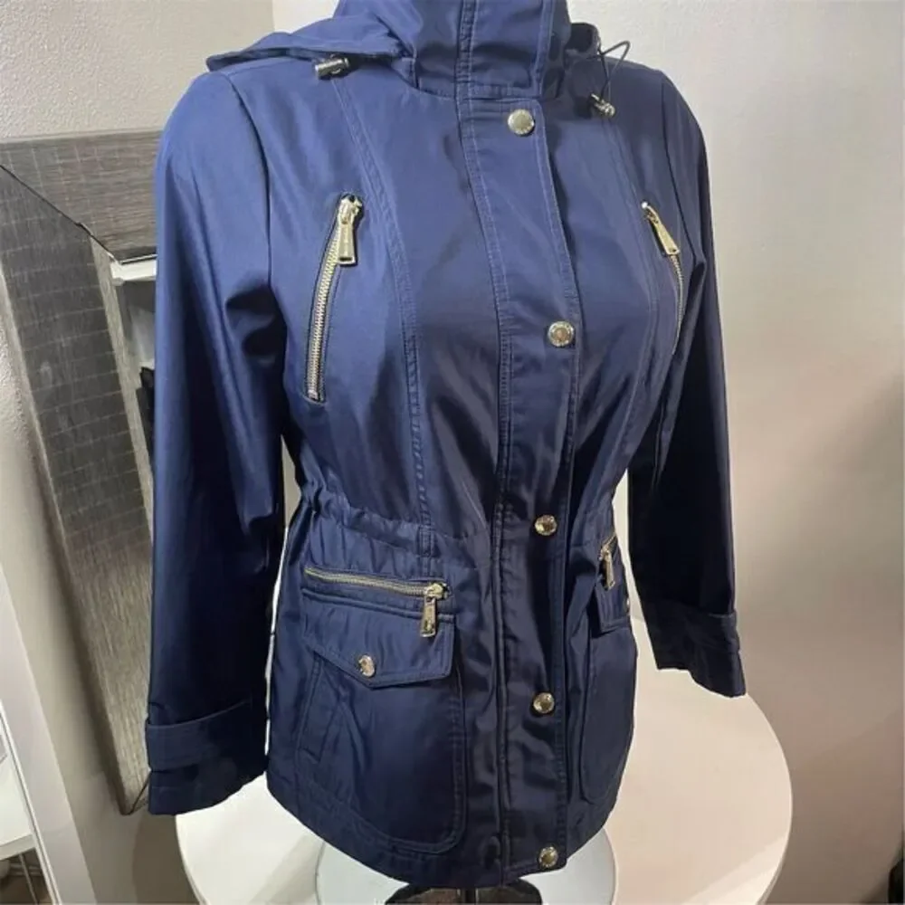 COPY - Michael Kors Women's Petite Anorak Jacket Navy Gold Accents Size S